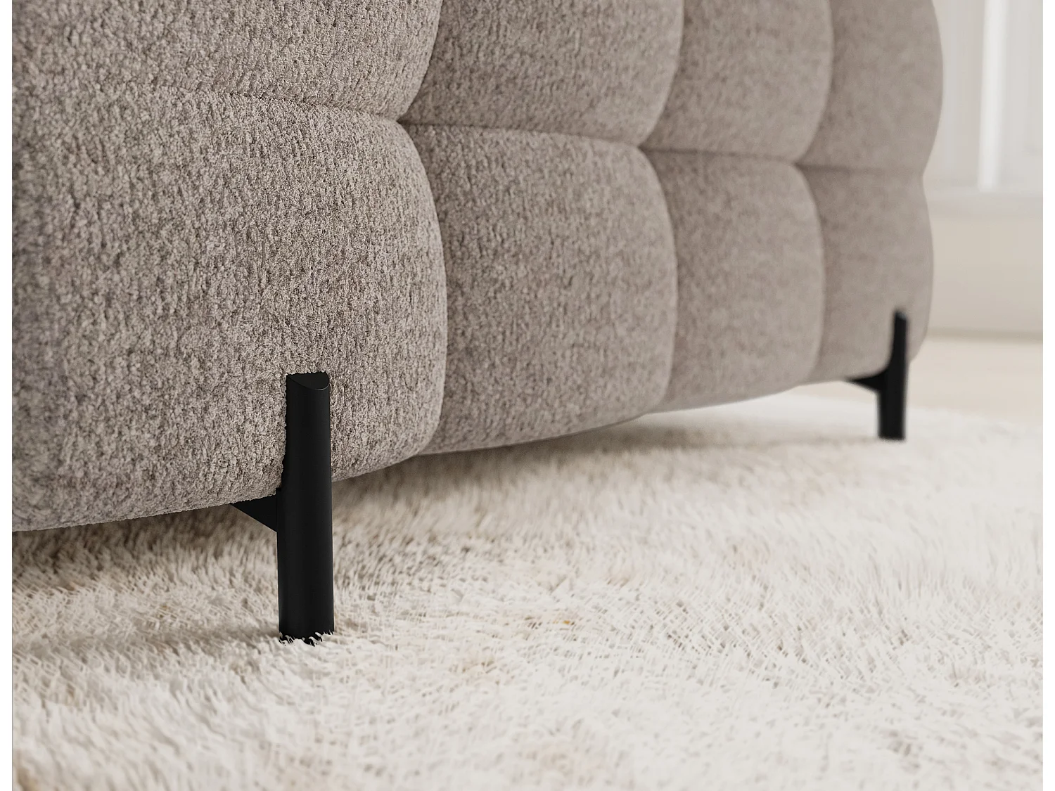 Grand canapé en U en tissu KARBON – Avec fonction lit et coffre-Beige-Méridienne A gauche