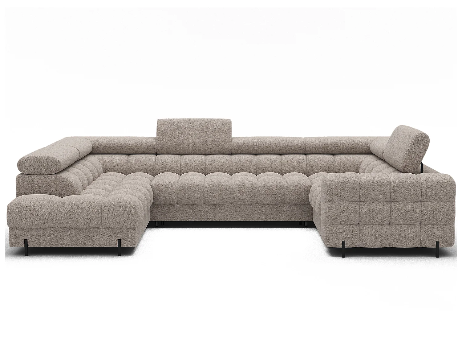 Grand canapé en U en tissu KARBON – Avec fonction lit et coffre-Beige-Méridienne A gauche