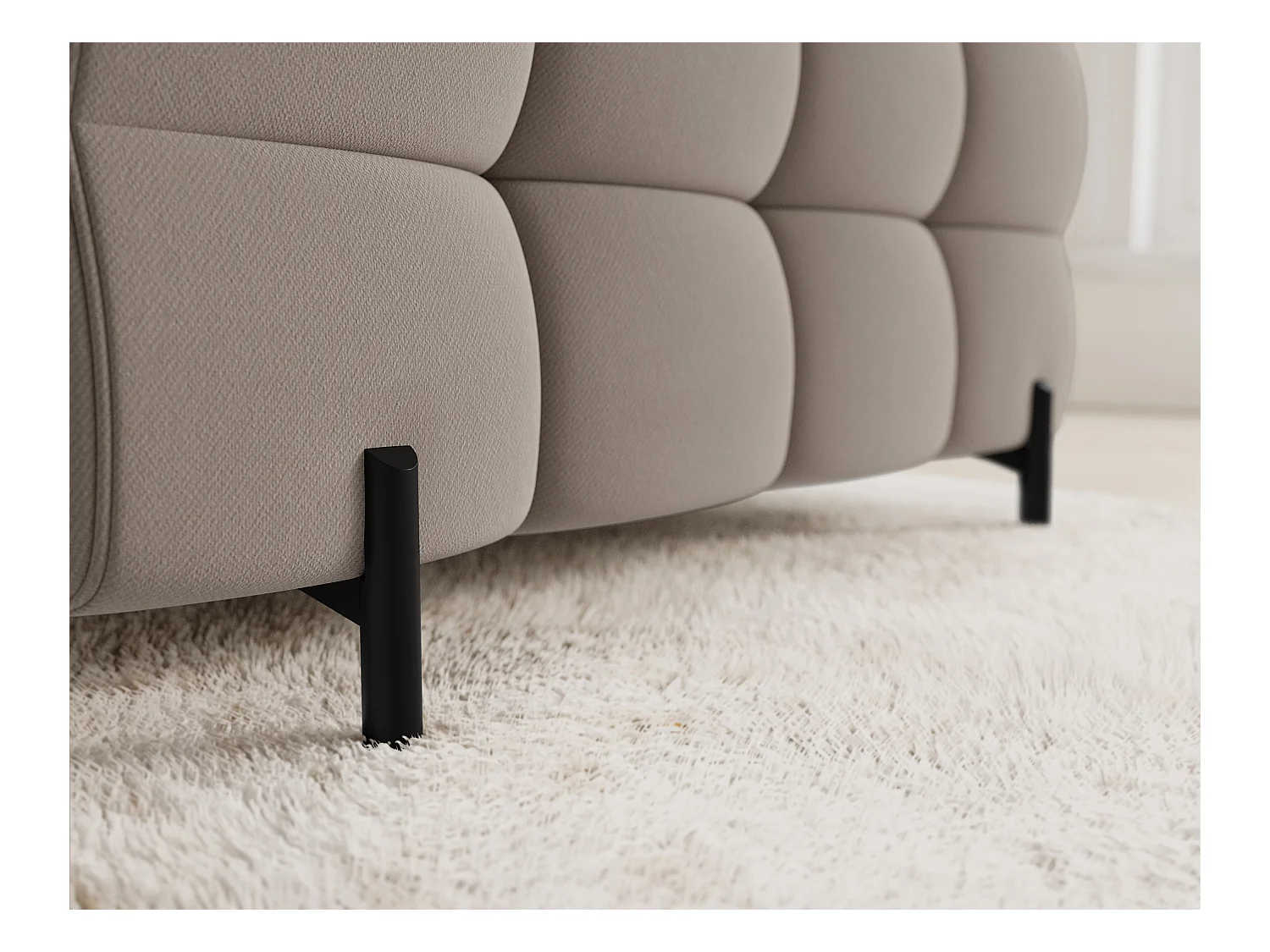 Grand canapé en U en tissu KARBON – Avec fonction lit et coffre-Taupe-Méridienne A gauche