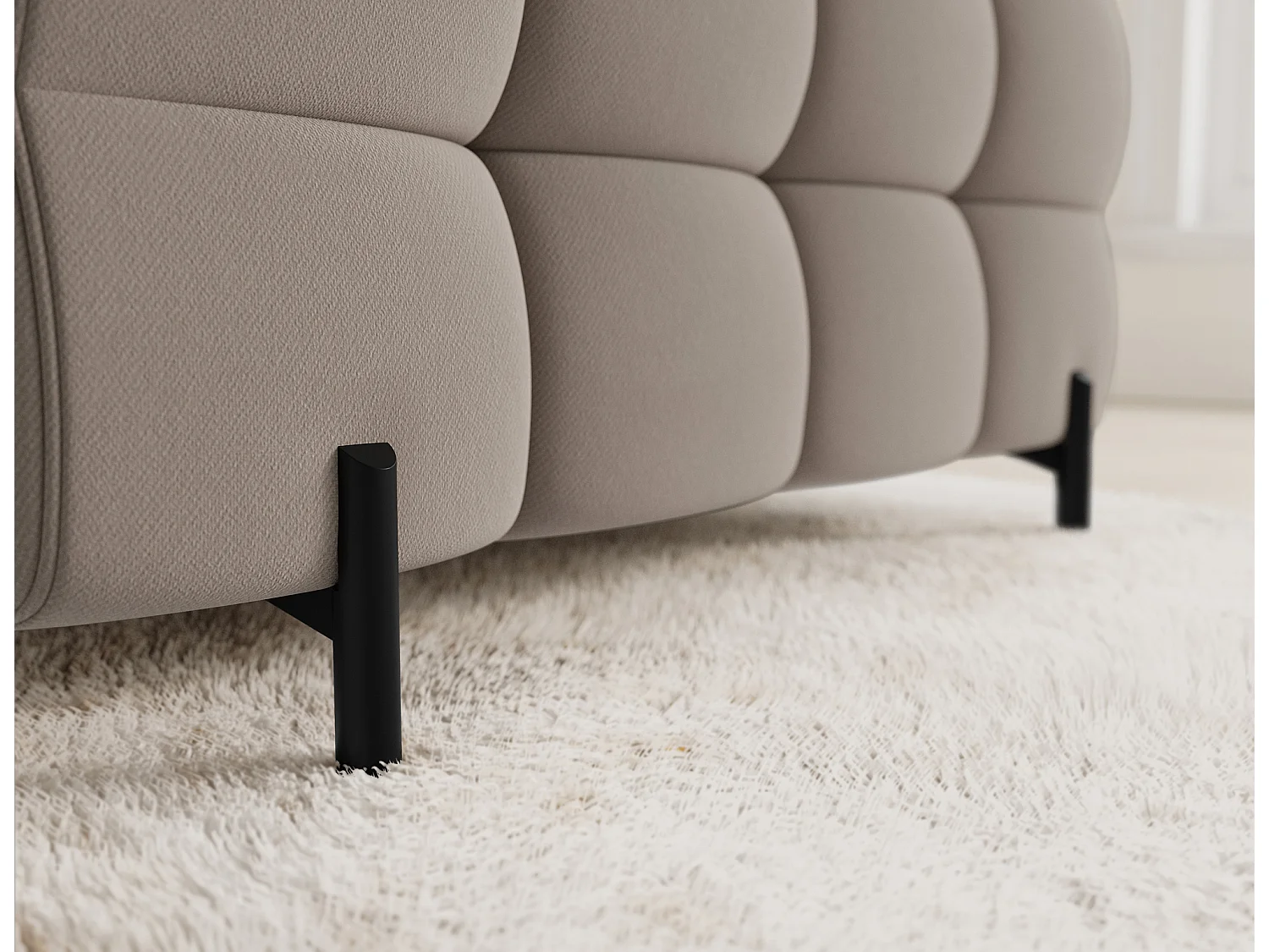 Grand canapé en U en tissu KARBON – Avec fonction lit et coffre-Taupe-Méridienne A gauche