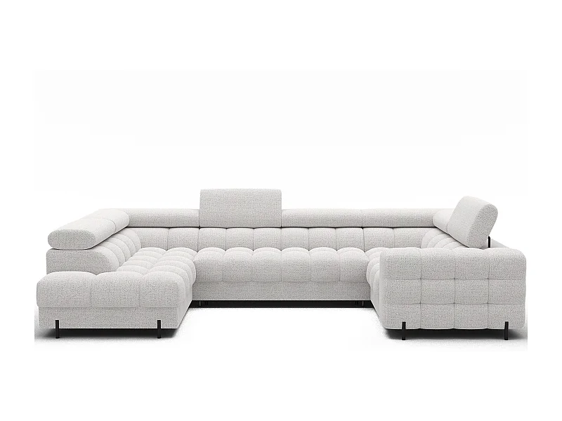 Grand canapé en U en tissu KARBON – Avec fonction lit et coffre-Blanc-Méridienne A gauche