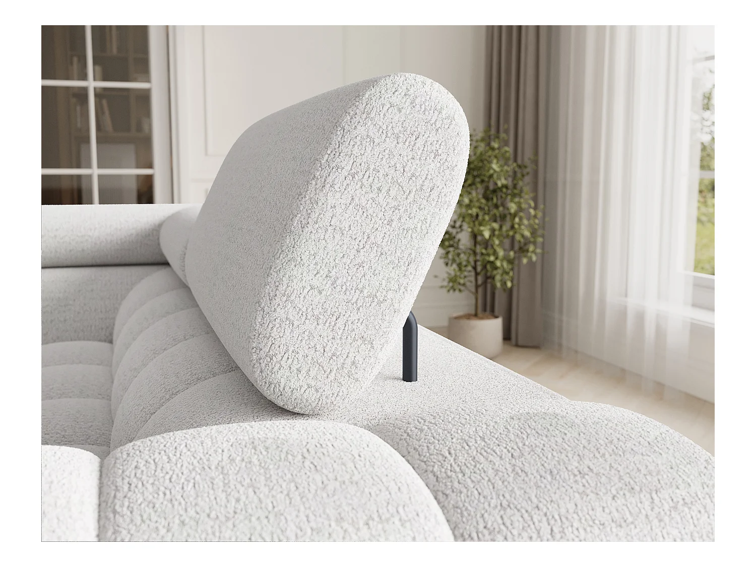 Grand canapé en U en tissu KARBON – Avec fonction lit et coffre-Blanc-Méridienne A gauche