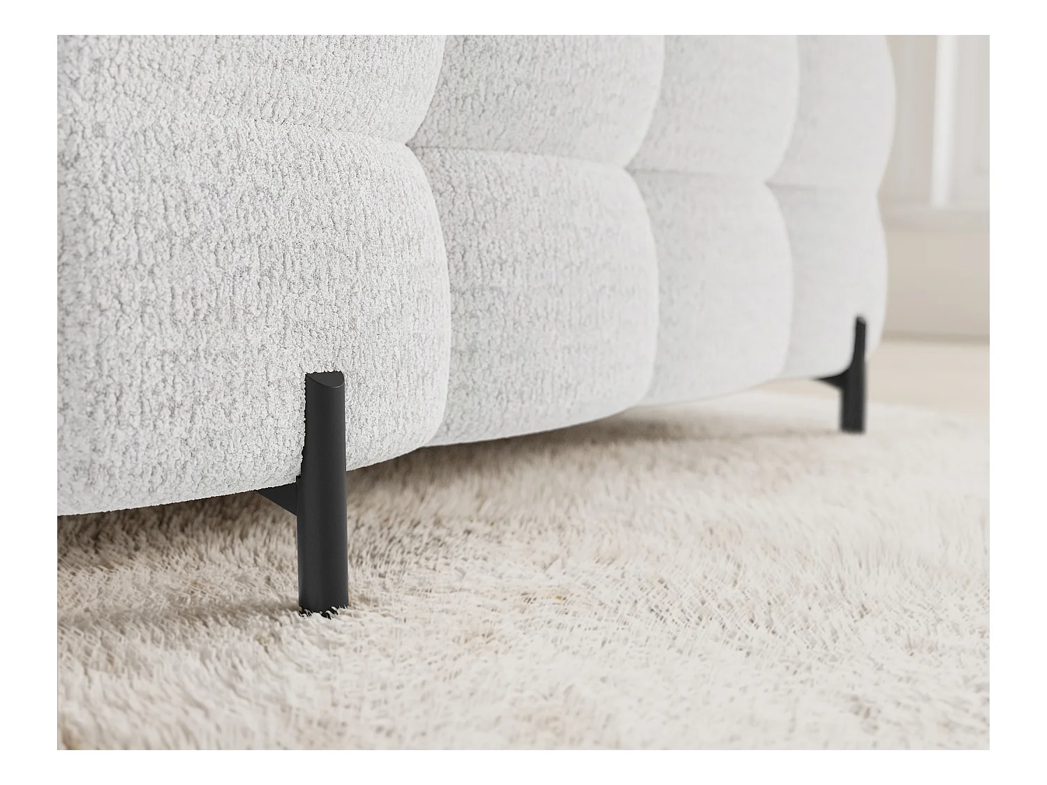 Grand canapé en U en tissu KARBON – Avec fonction lit et coffre-Blanc-Méridienne A gauche