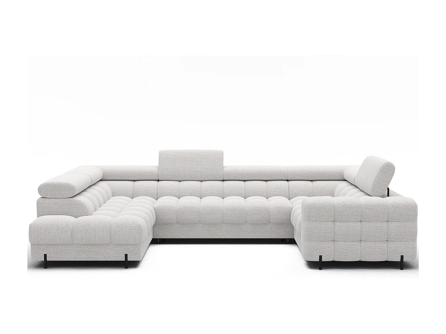 Grand canapé en U en tissu KARBON – Avec fonction lit et coffre-Blanc-Méridienne A gauche