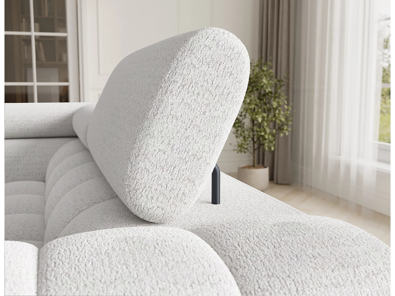 Grand canapé en U en tissu KARBON – Avec fonction lit et coffre-Blanc-Méridienne A gauche