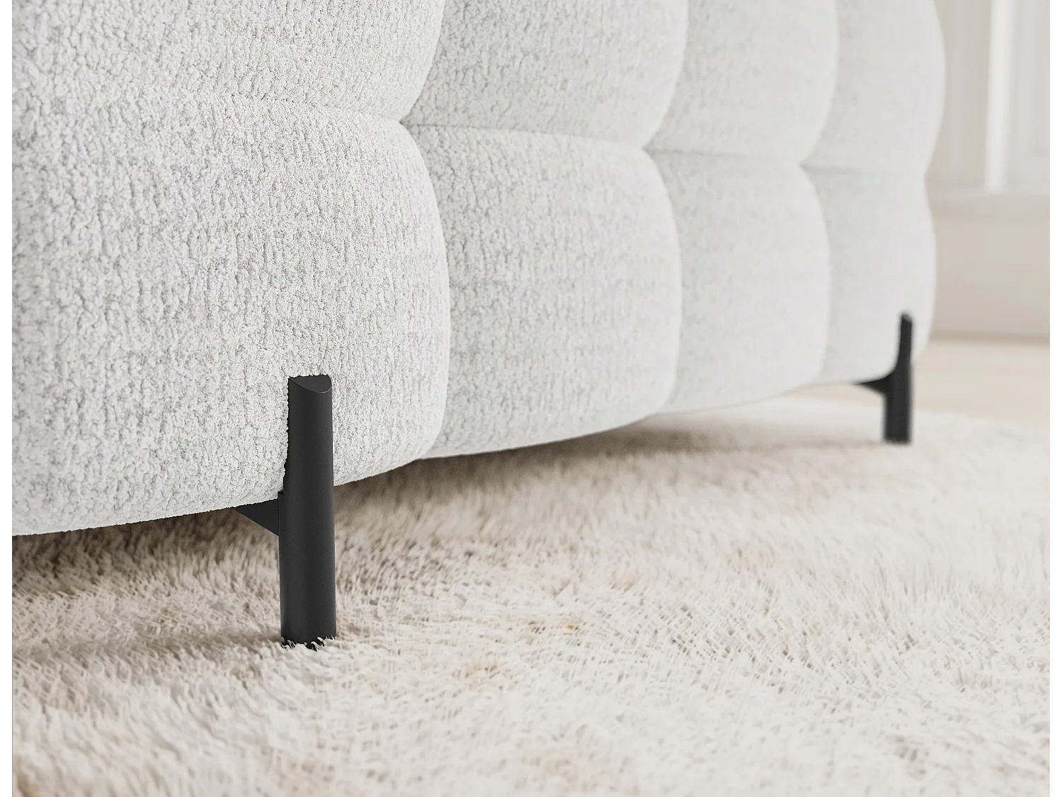 Grand canapé en U en tissu KARBON – Avec fonction lit et coffre-Blanc-Méridienne A gauche