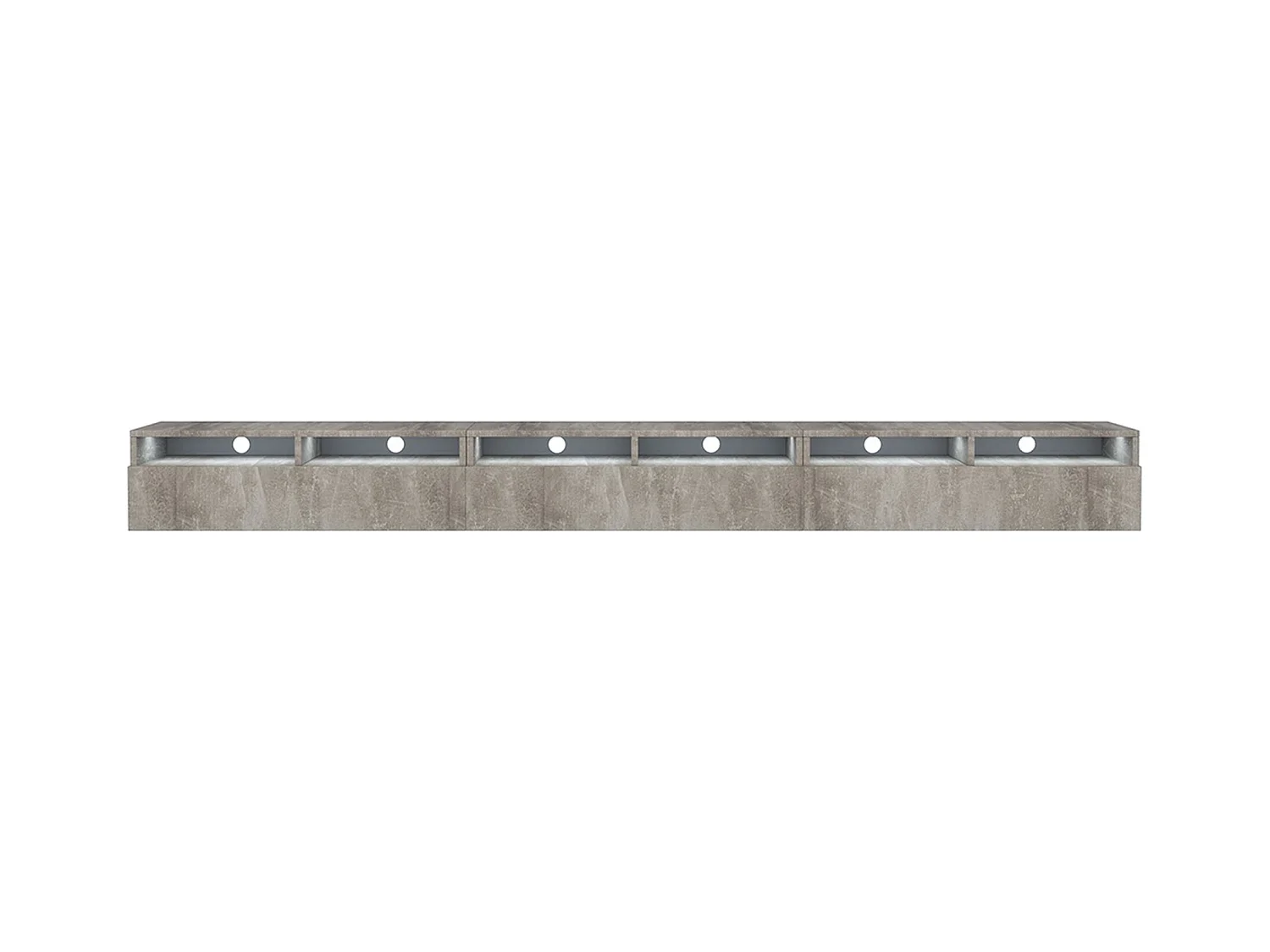 Meuble TV - 3 tiroirs - aspect béton LED - 300 cm - REDNAW