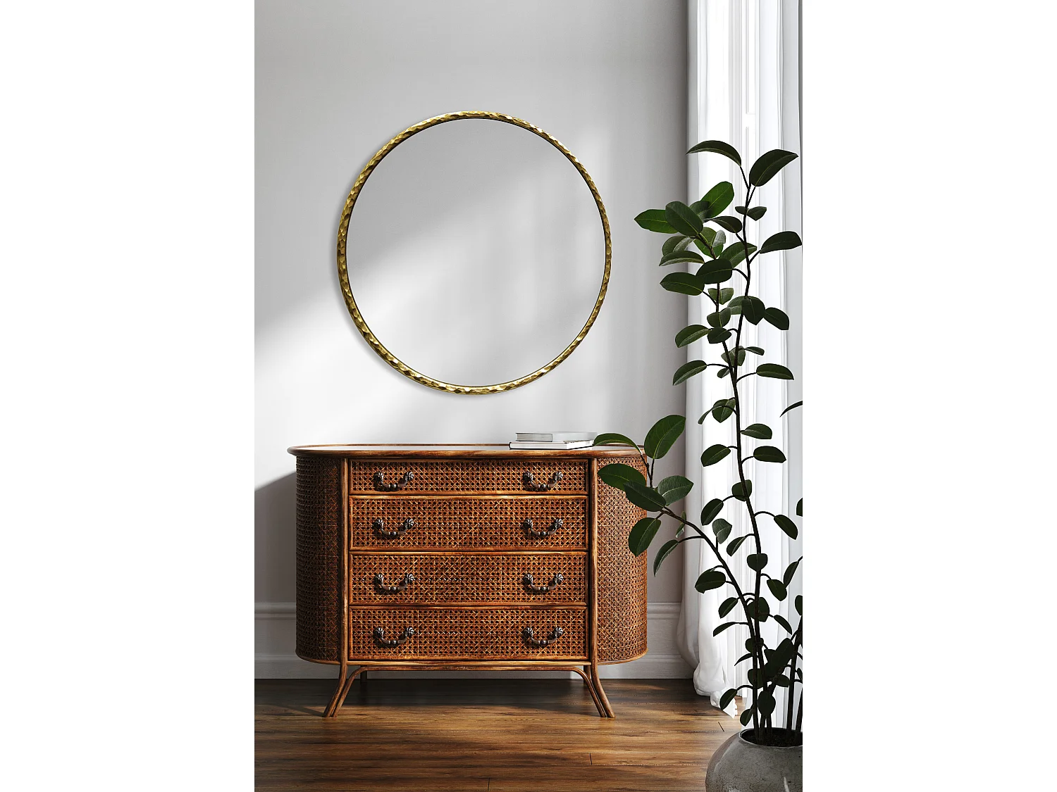 Miroir rond doré 80cm