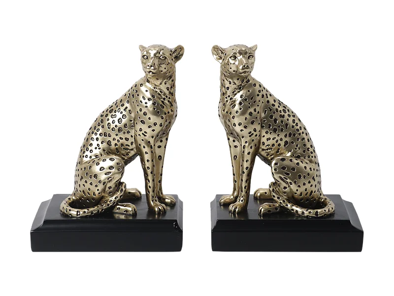 Serre livres léopard noir et doré 25.5x9x16.8cm