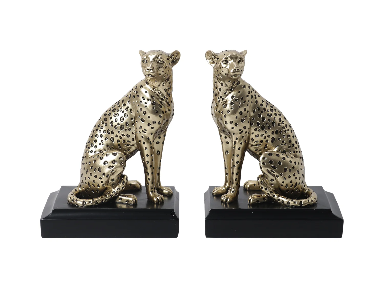 Serre livres léopard noir et doré 25.5x9x16.8cm