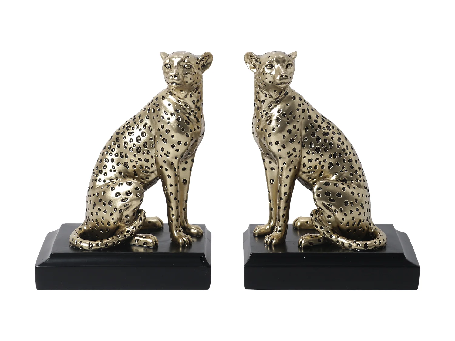 Serre livres léopard noir et doré 25.5x9x16.8cm