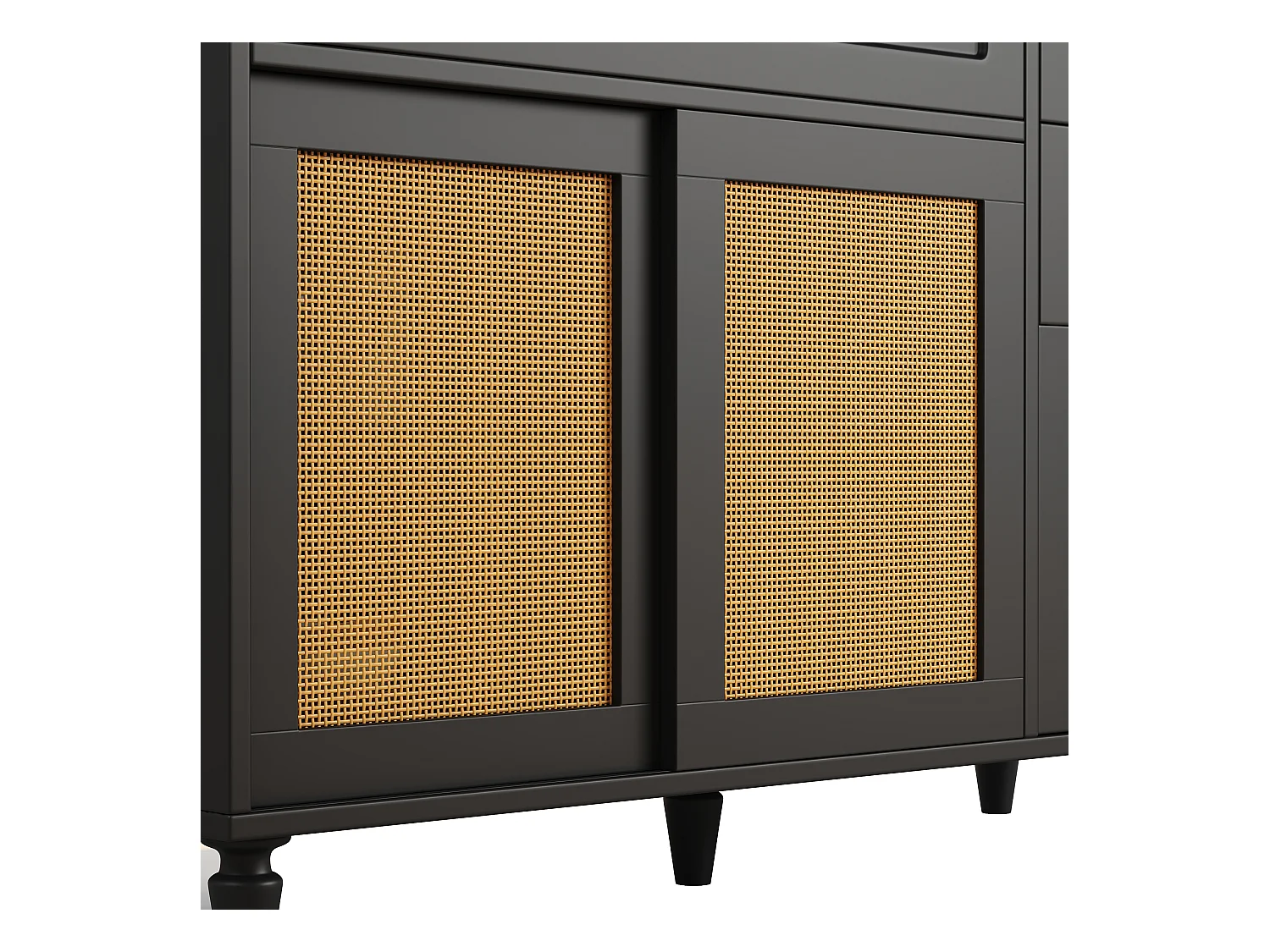 Buffet de cuisine 120x45x195.5cm - avec éclairage LED - 3 tiroirs et 6 portes - étagères réglables - noir