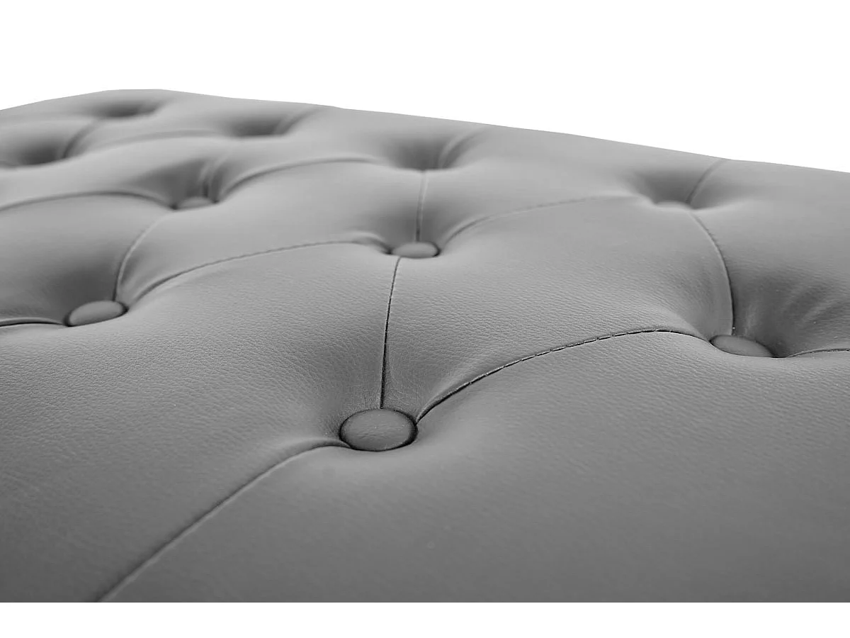 Poggiapiedi classico stile vittoriano Chesterfield ecopelle 46x75x41cm nero piedi rotondi