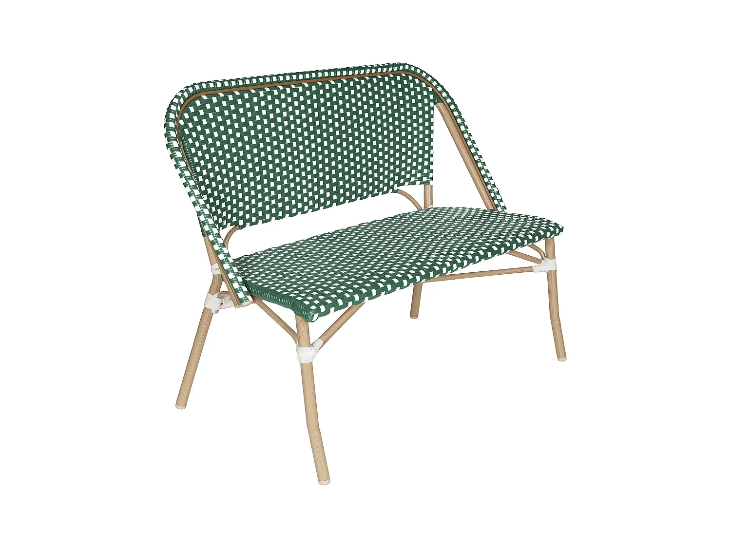 Banc de jardin en alumunium et rotin synthétique blanc et vert