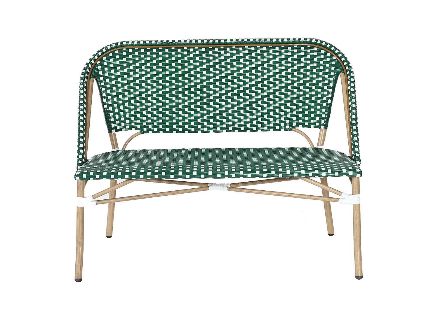 Banc de jardin en alumunium et rotin synthétique blanc et vert