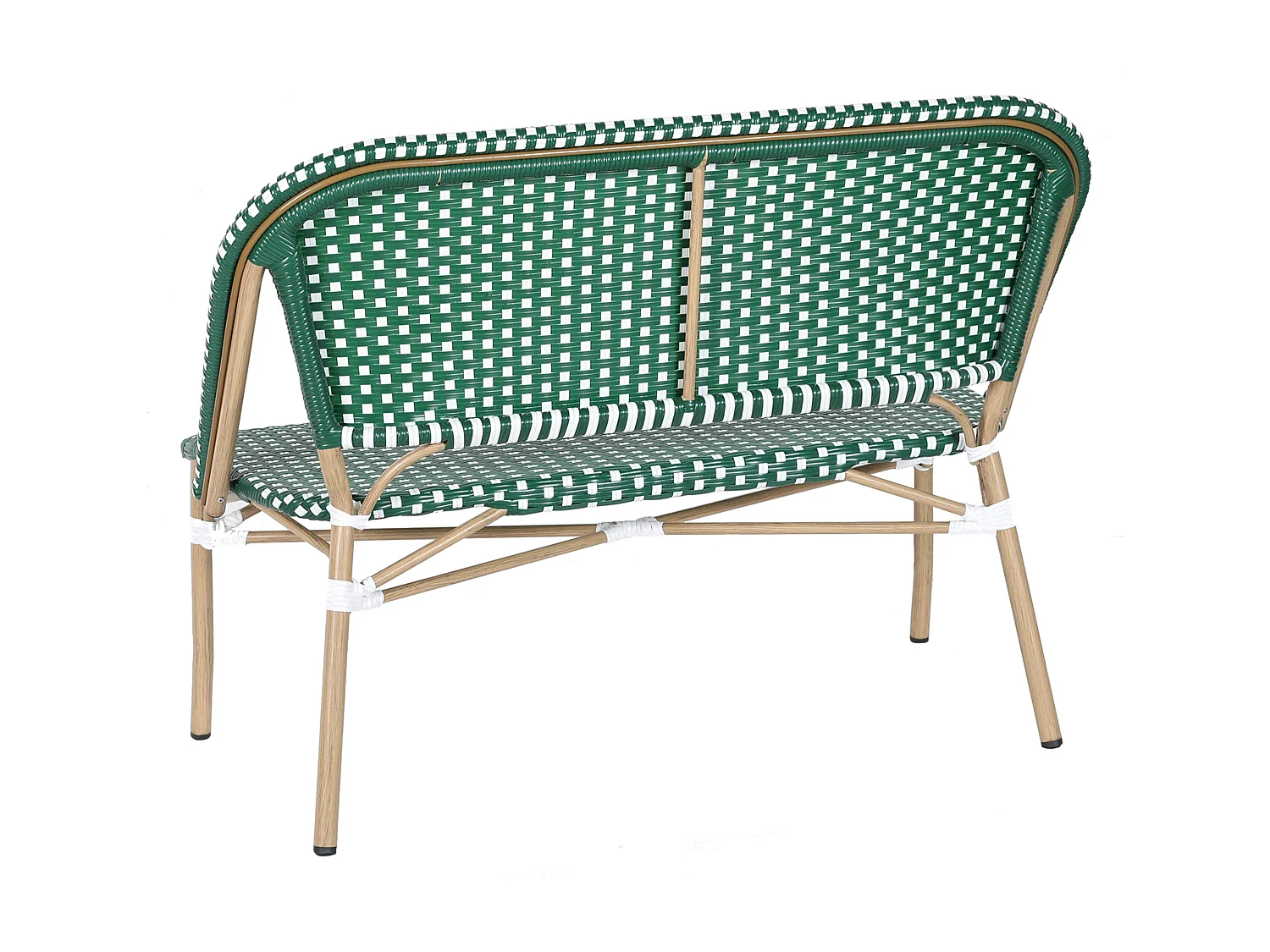 Banc de jardin en alumunium et rotin synthétique blanc et vert