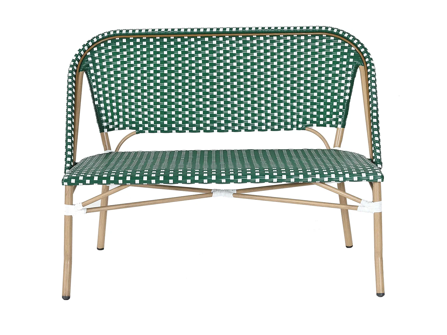 Banc de jardin en alumunium et rotin synthétique blanc et vert