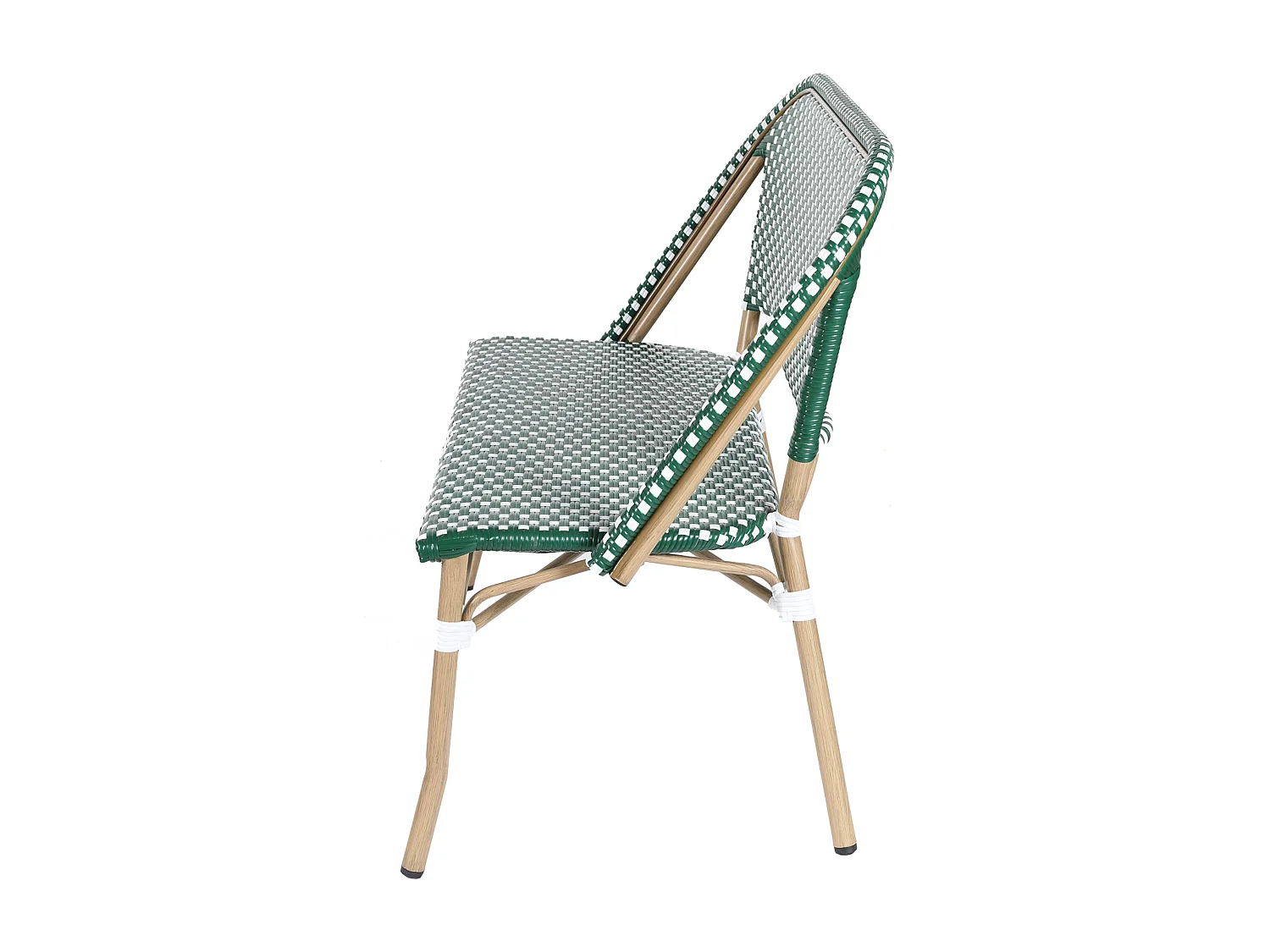 Banc de jardin en alumunium et rotin synthétique blanc et vert