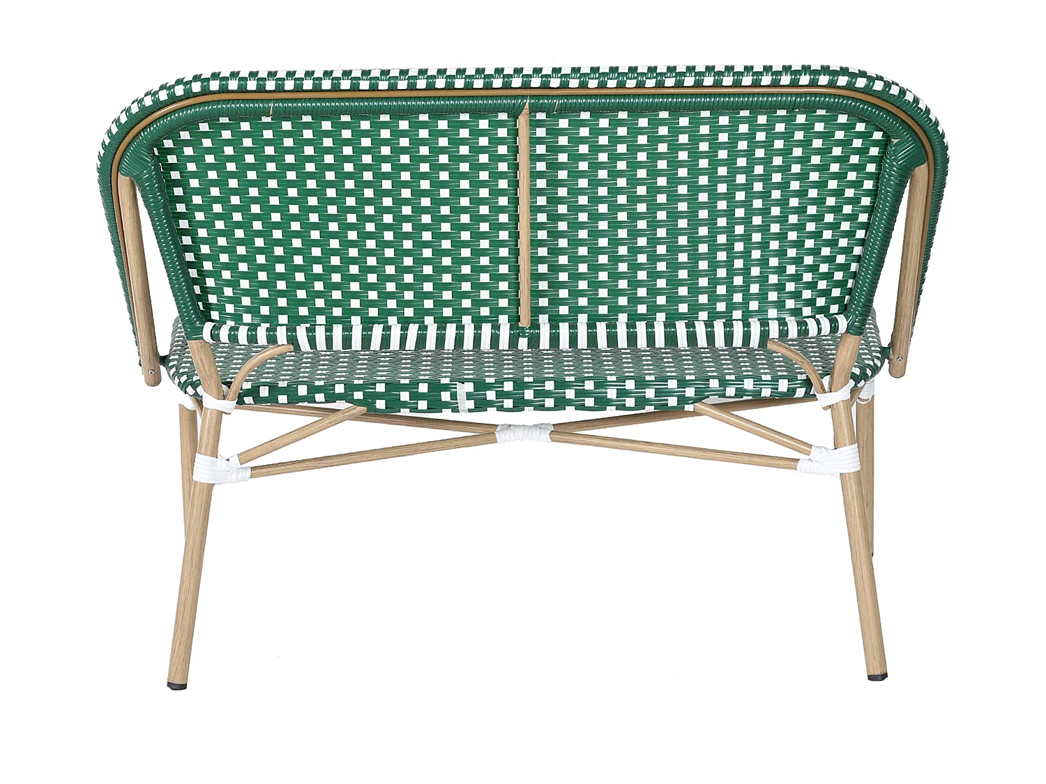 Banc de jardin en alumunium et rotin synthétique blanc et vert