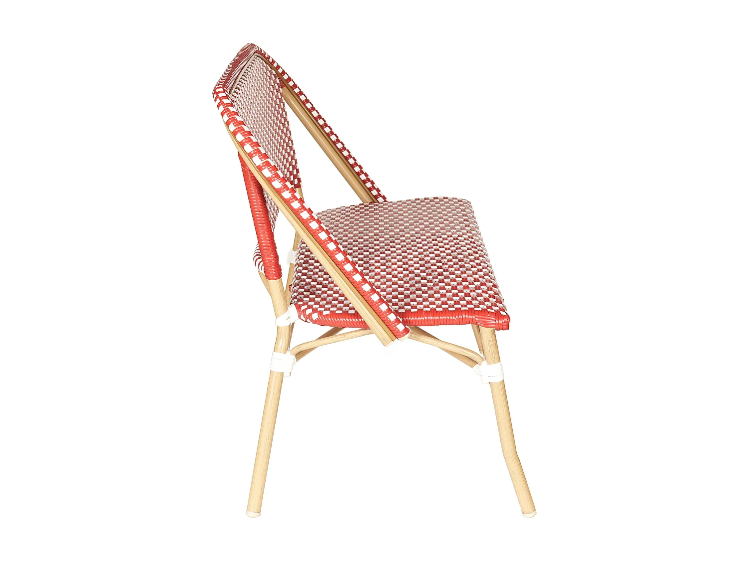 Banc de jardin en alumunium et rotin synthétique blanc et rouge