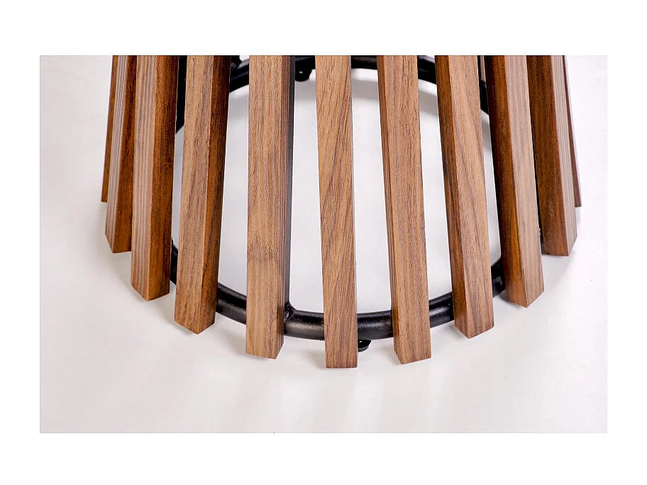 Guéridon rond aspect noyer et marbre beige 50 x 50 cm KAREN