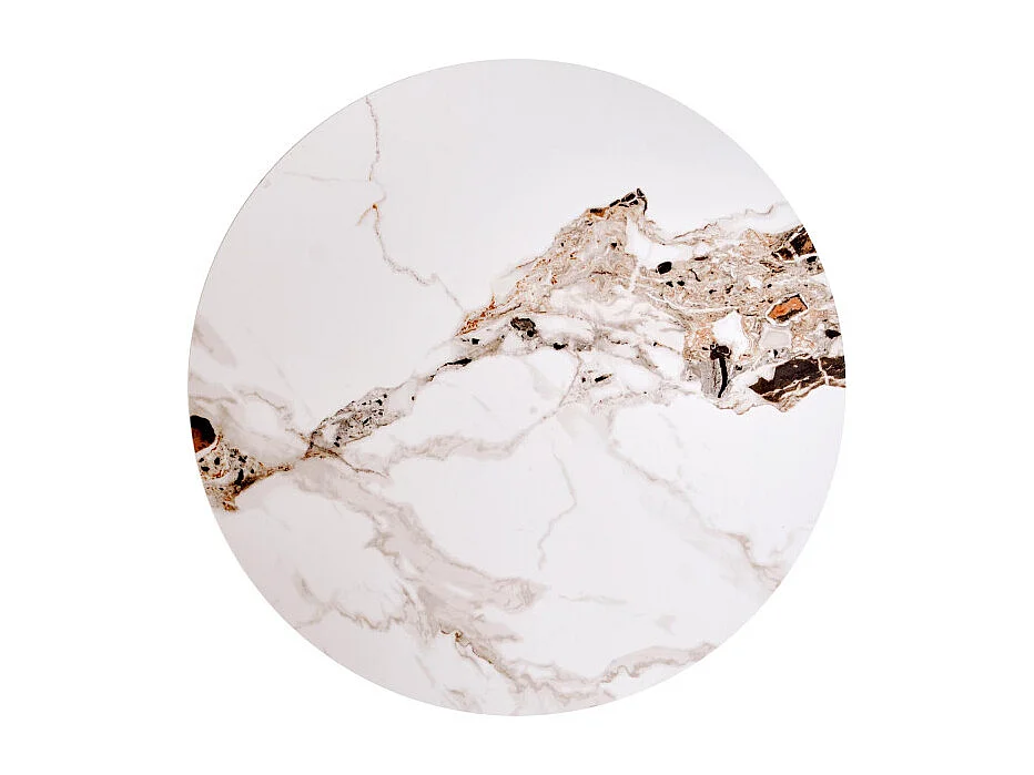 Guéridon rond aspect noyer et marbre beige 50 x 50 cm KAREN