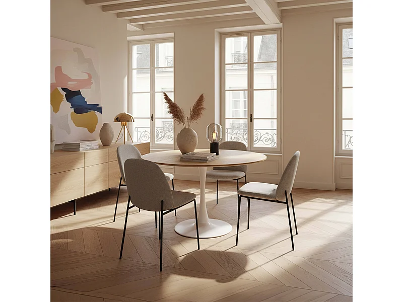 Table à manger ronde 4 personnes D100 cm bois