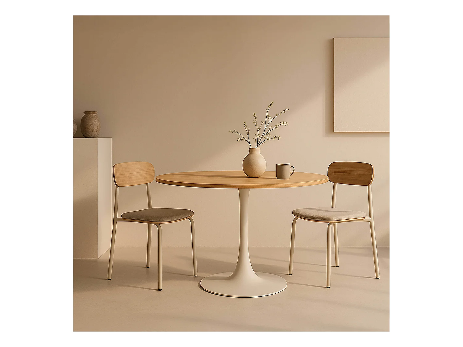 Table à manger ronde 4 personnes D100 cm bois