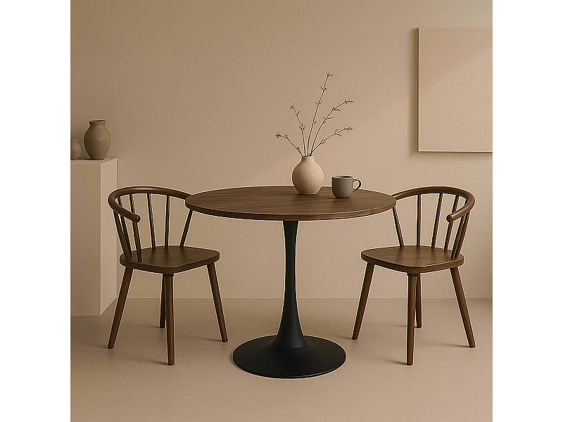 Ronde eettafel voor 4 personen, D100 cm, donker hout