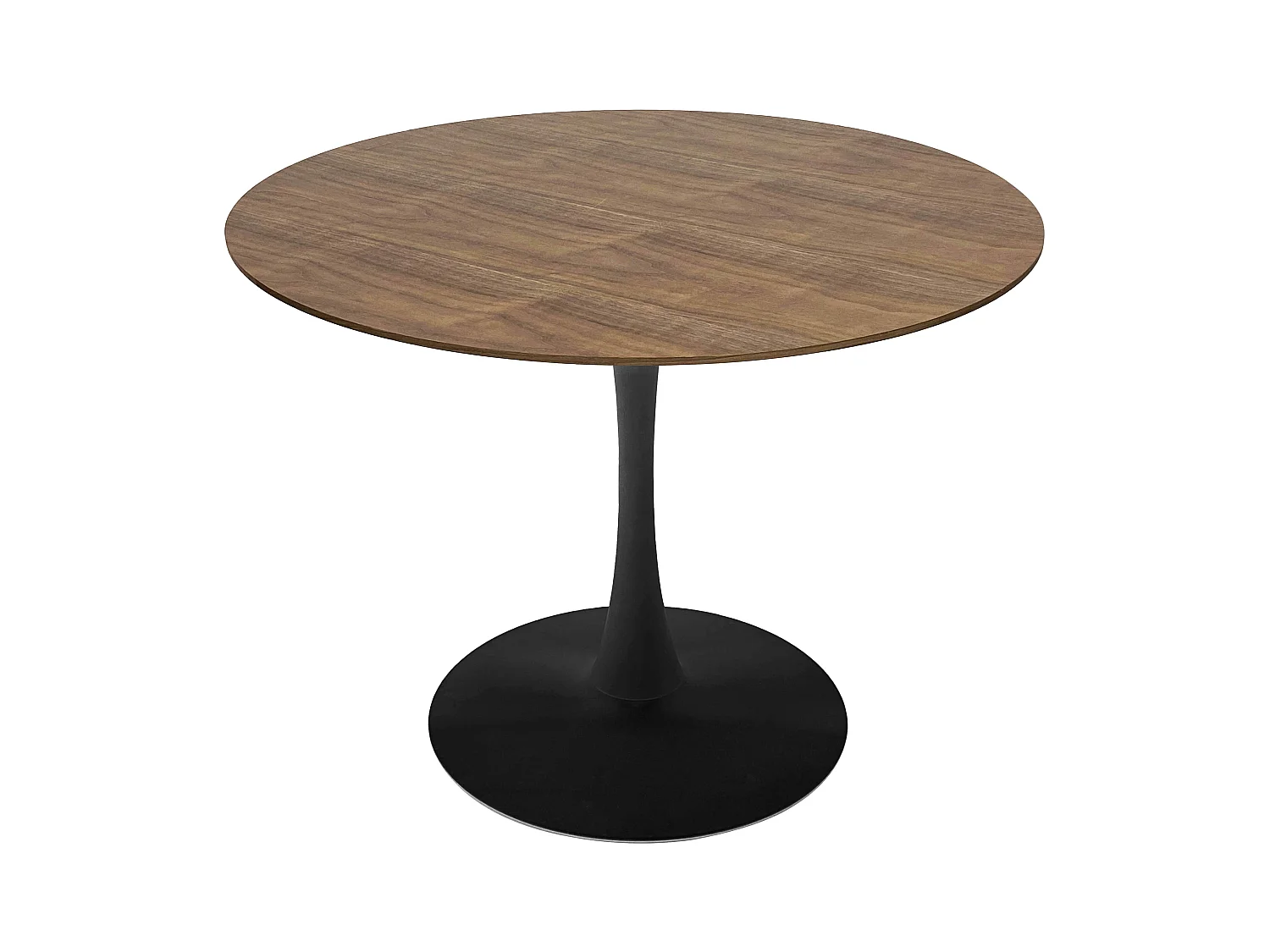 Table à manger ronde 4 personnes D100 cm bois foncé