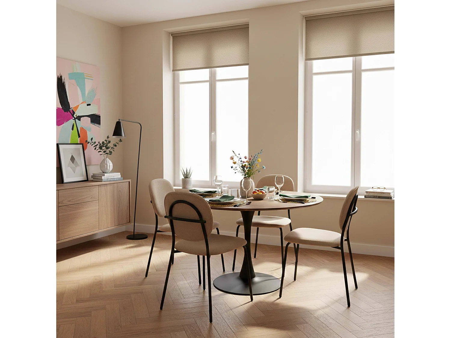 Ronde eettafel voor 4 personen, D100 cm, donker hout