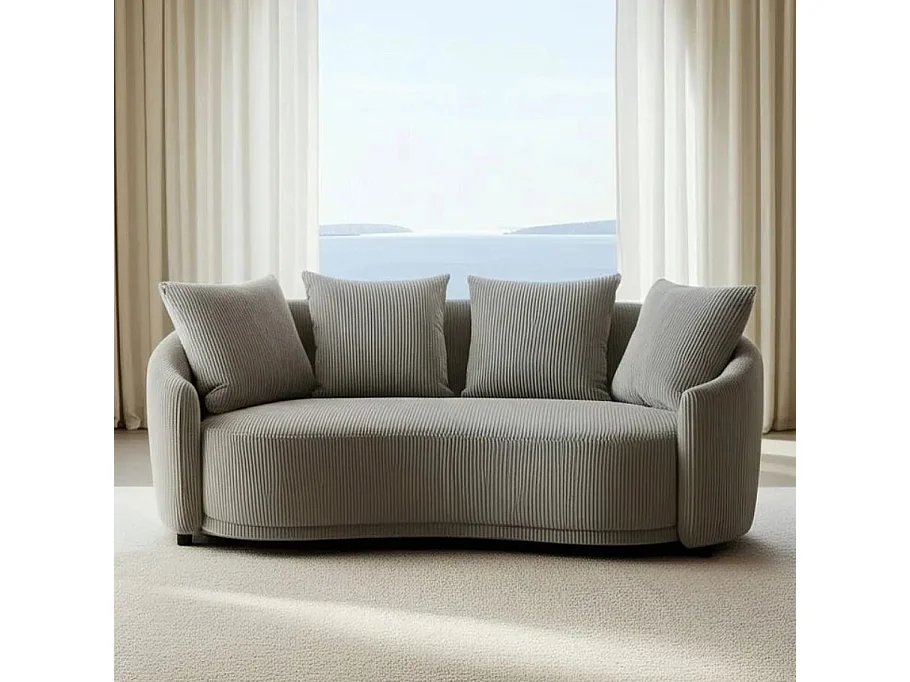 Canapé 3 places tissu glace côtelé avec coussins ÉQUATORIA
