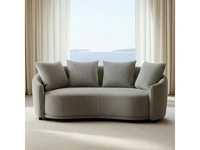 Canapé 3 places tissu glace côtelé avec coussins ÉQUATORIA