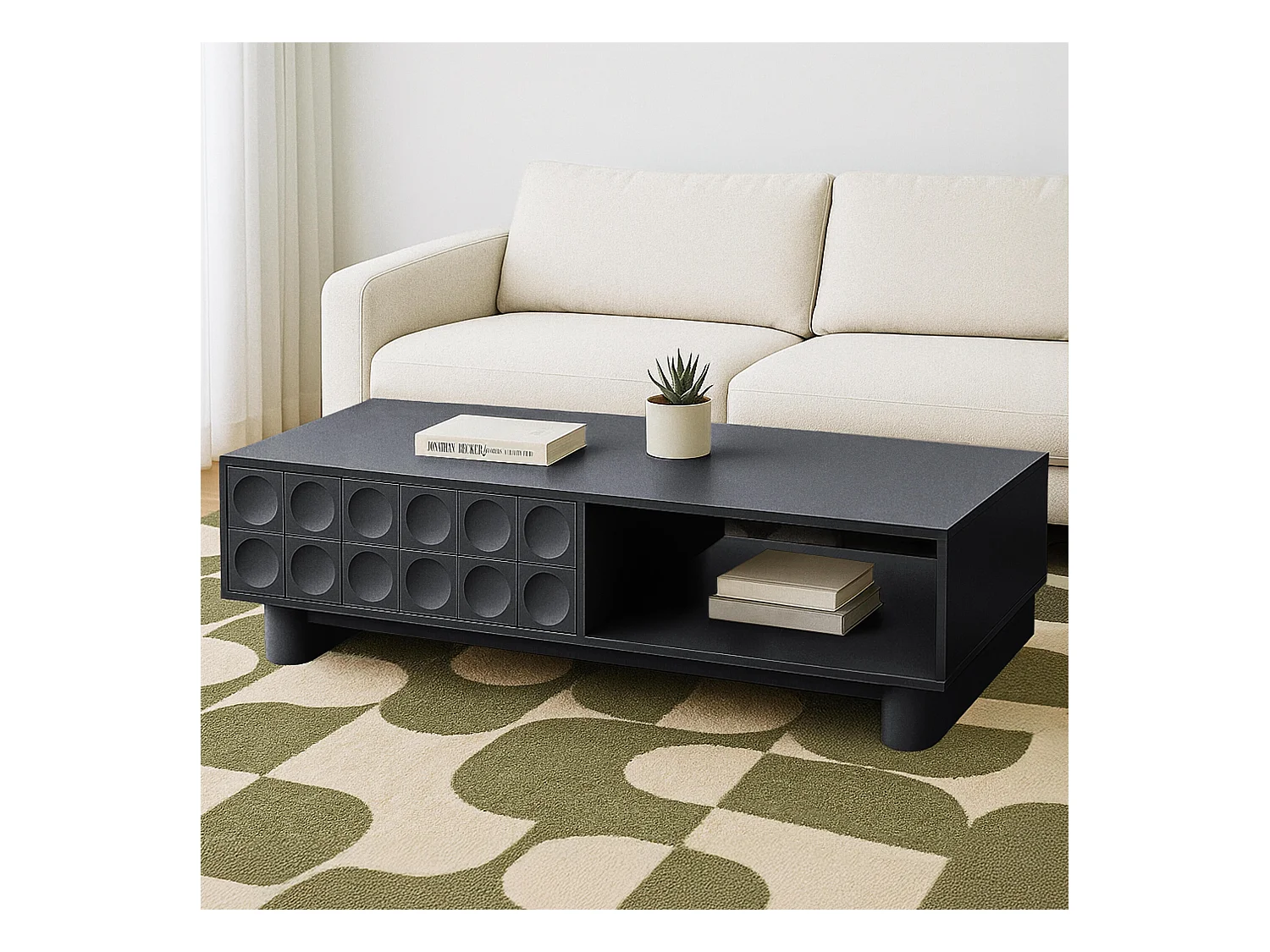 Table basse rectangulaire L120 cm noir