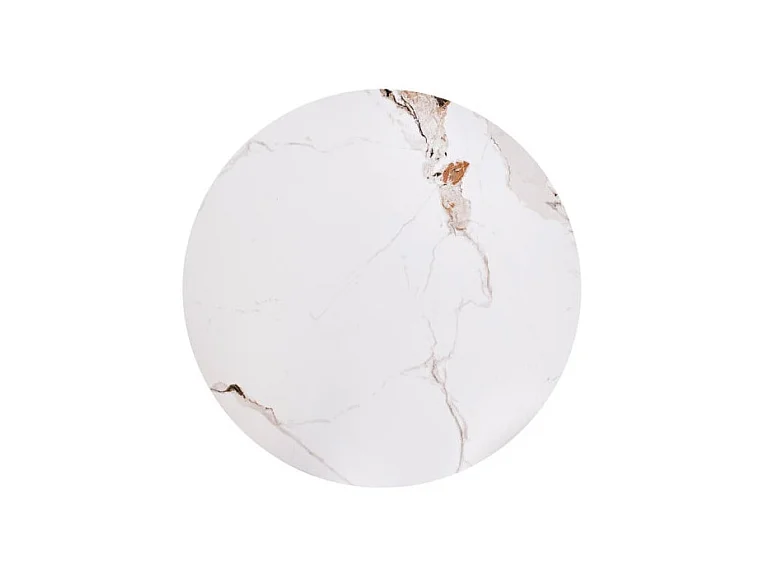 Table basse ronde aspect marbre 80 cm avec pied plaqué noyer KAREN