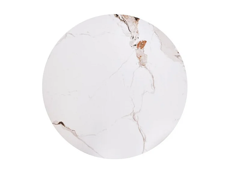 Table basse ronde aspect marbre 80 cm avec pied plaqué noyer KAREN