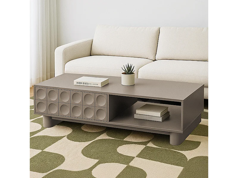Table basse rectangulaire L120 cm beige