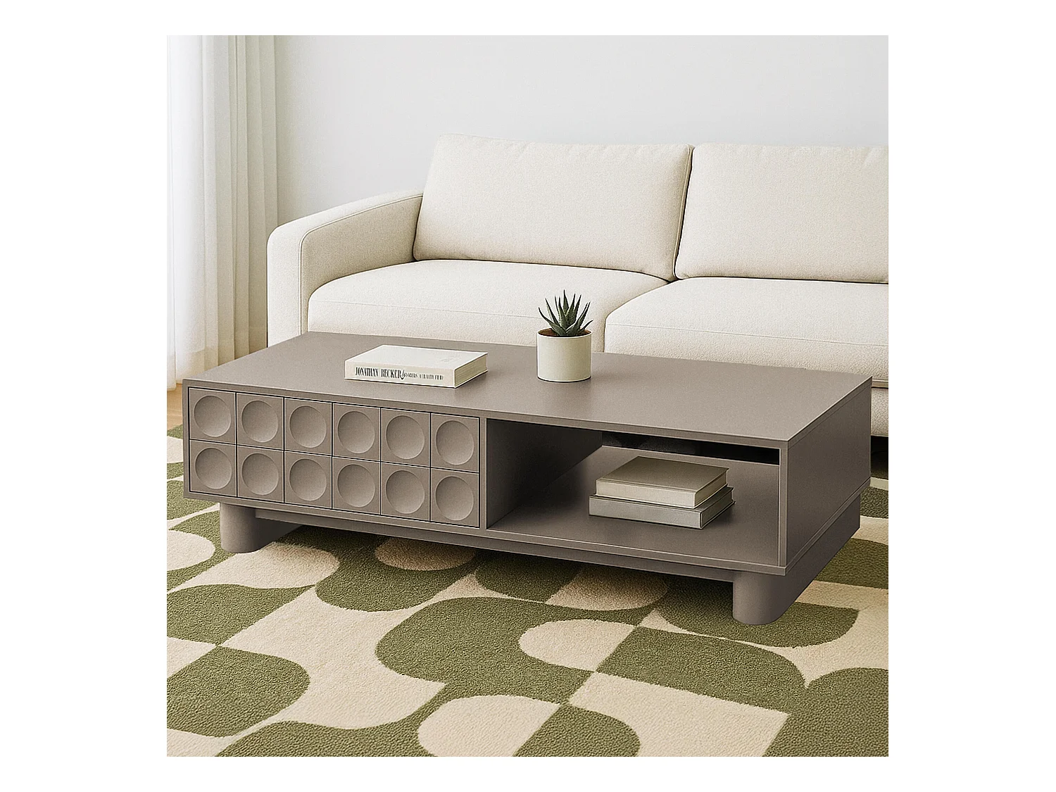Table basse rectangulaire L120 cm beige