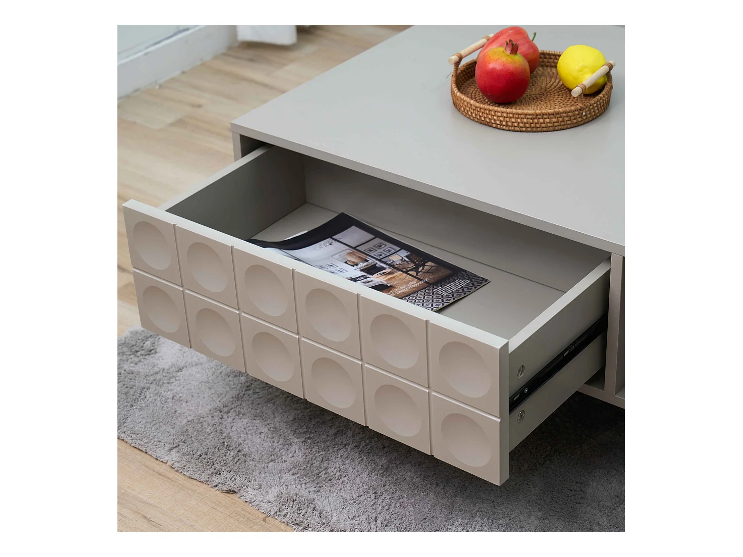 Table basse rectangulaire L120 cm beige