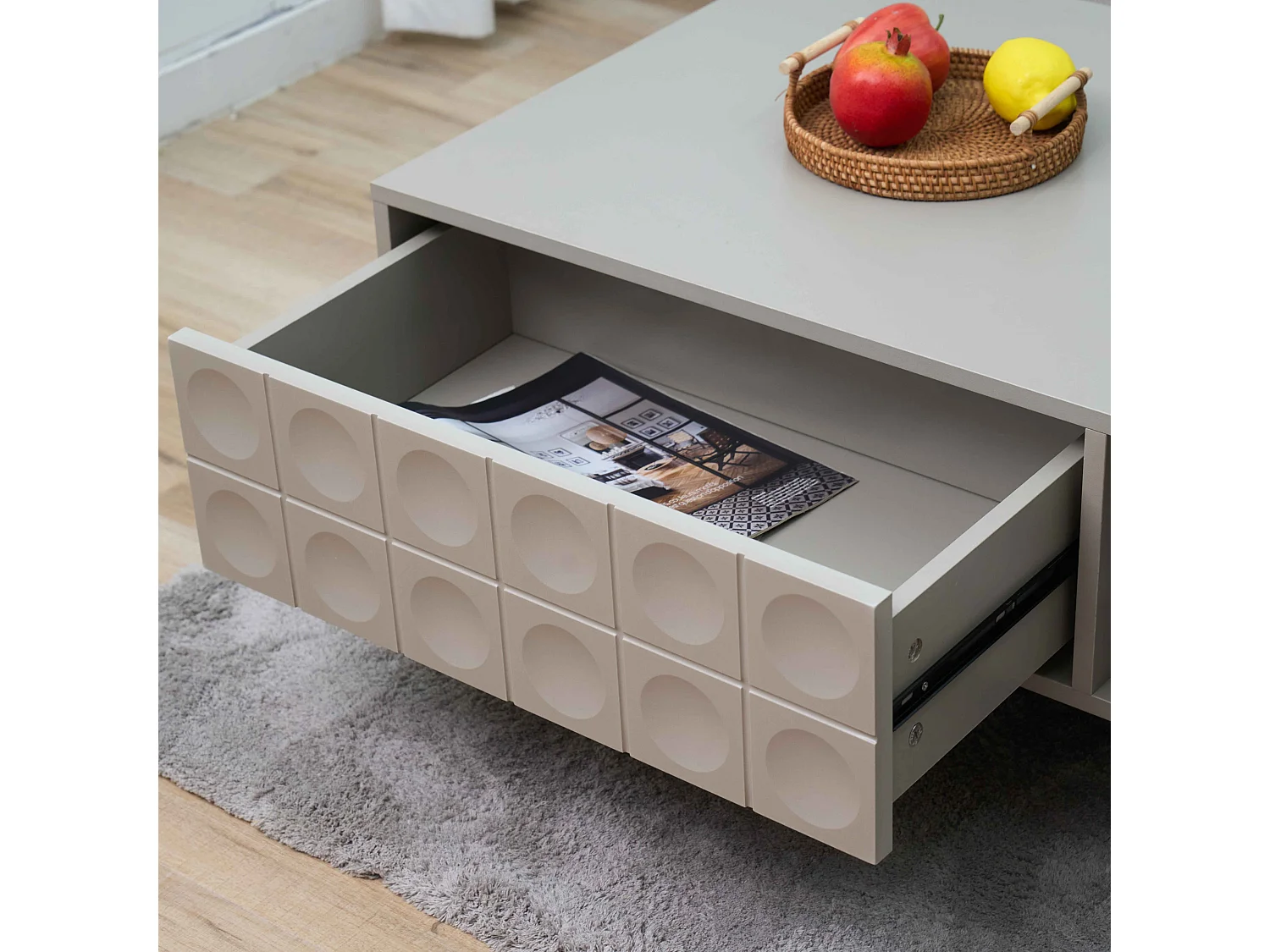 Table basse rectangulaire L120 cm beige