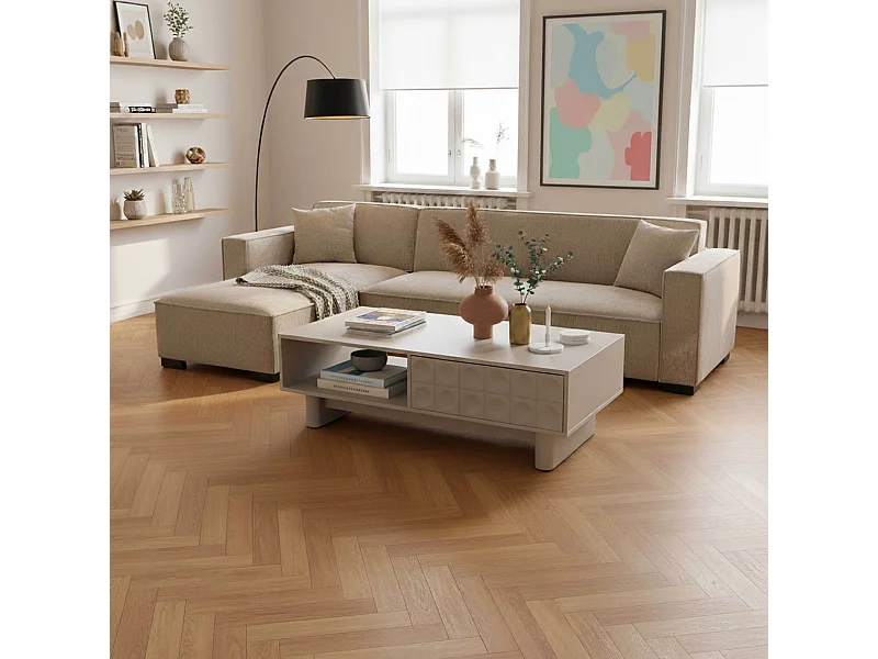 Table basse rectangulaire L120 cm beige