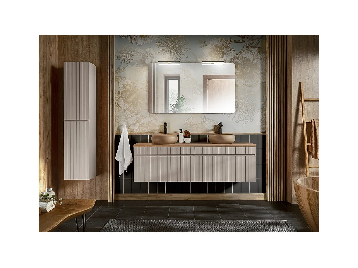 Coluna ICON 160 cm – Acabamento marrom congo – 2 portas – Móvel de banheiro suspenso