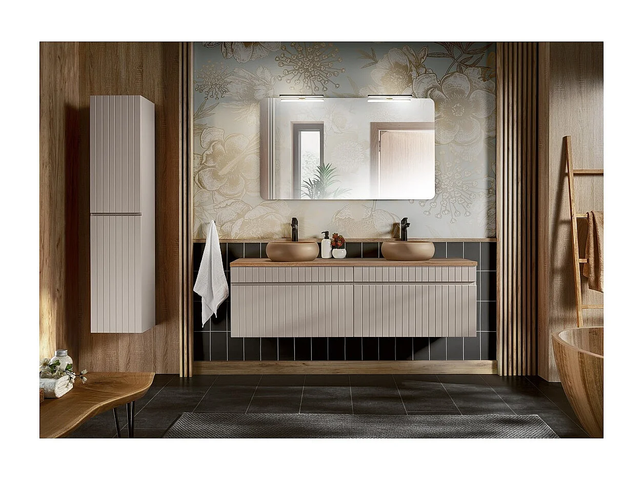 Coluna ICON 160 cm – Acabamento marrom congo – 2 portas – Móvel de banheiro suspenso