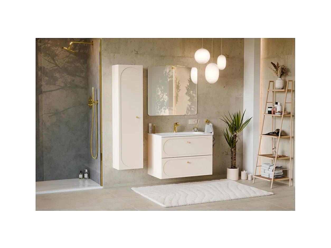 Coluna TORNADO 140 cm – Acabamento areia – 1 porta, 4 prateleiras, estilo contemporâneo