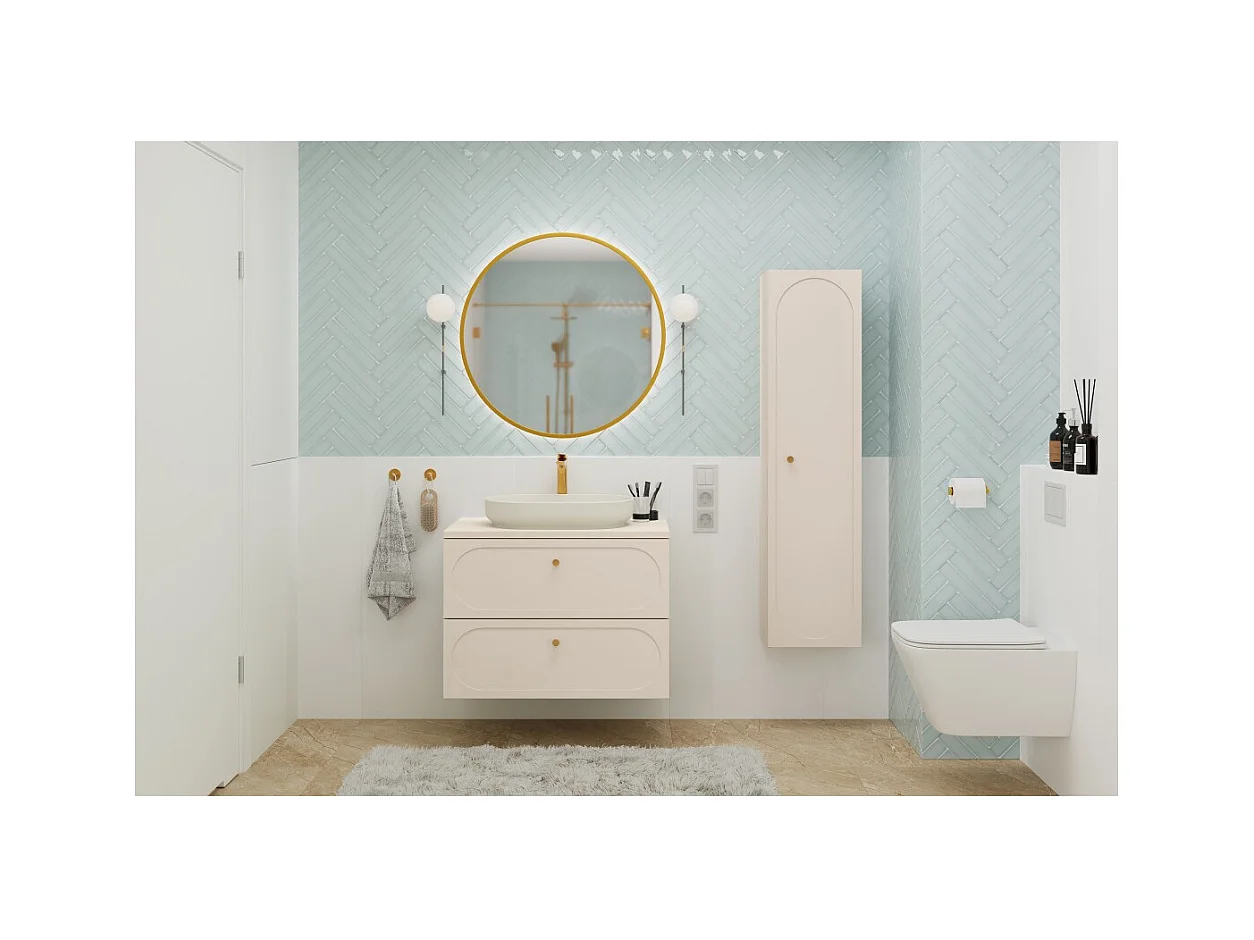 Coluna TORNADO 140 cm – Acabamento areia – 1 porta, 4 prateleiras, estilo contemporâneo