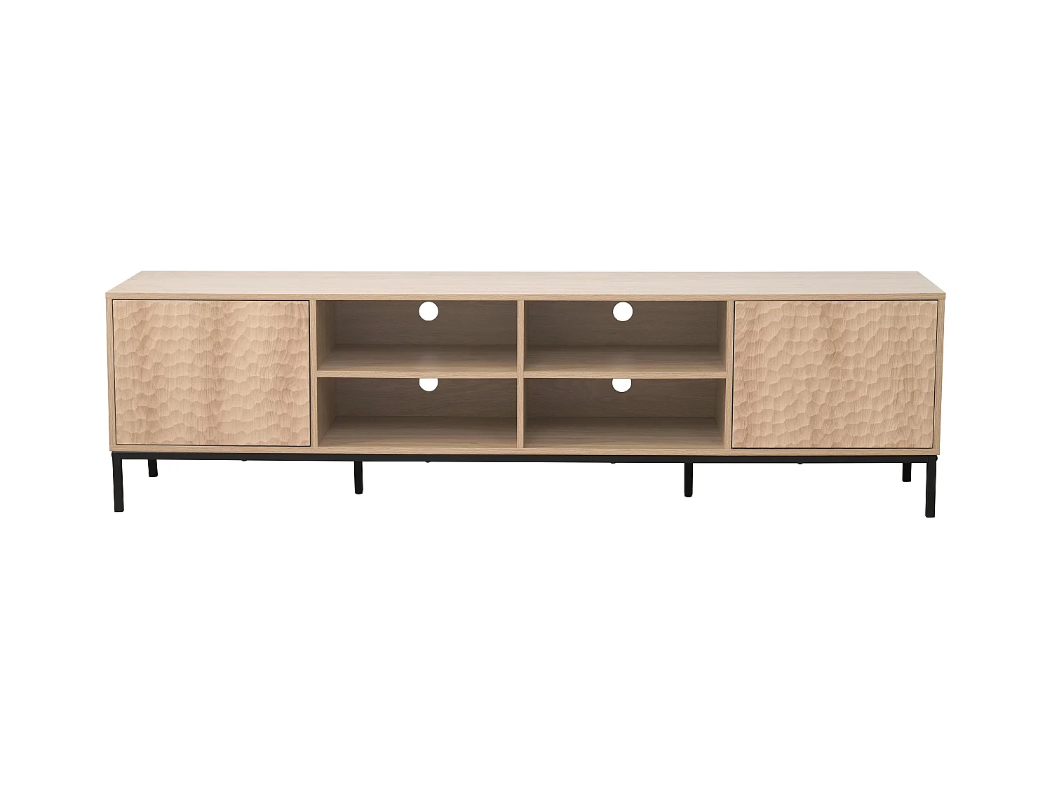 Meuble TV rectangulaire 2 portes L200 cm bois clair