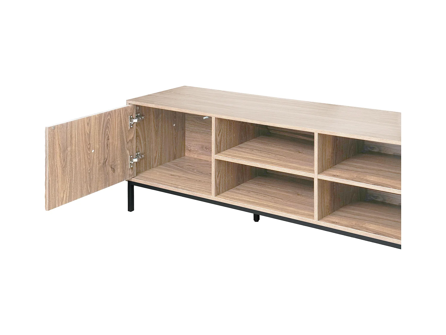 Meuble TV rectangulaire 2 portes L200 cm bois clair