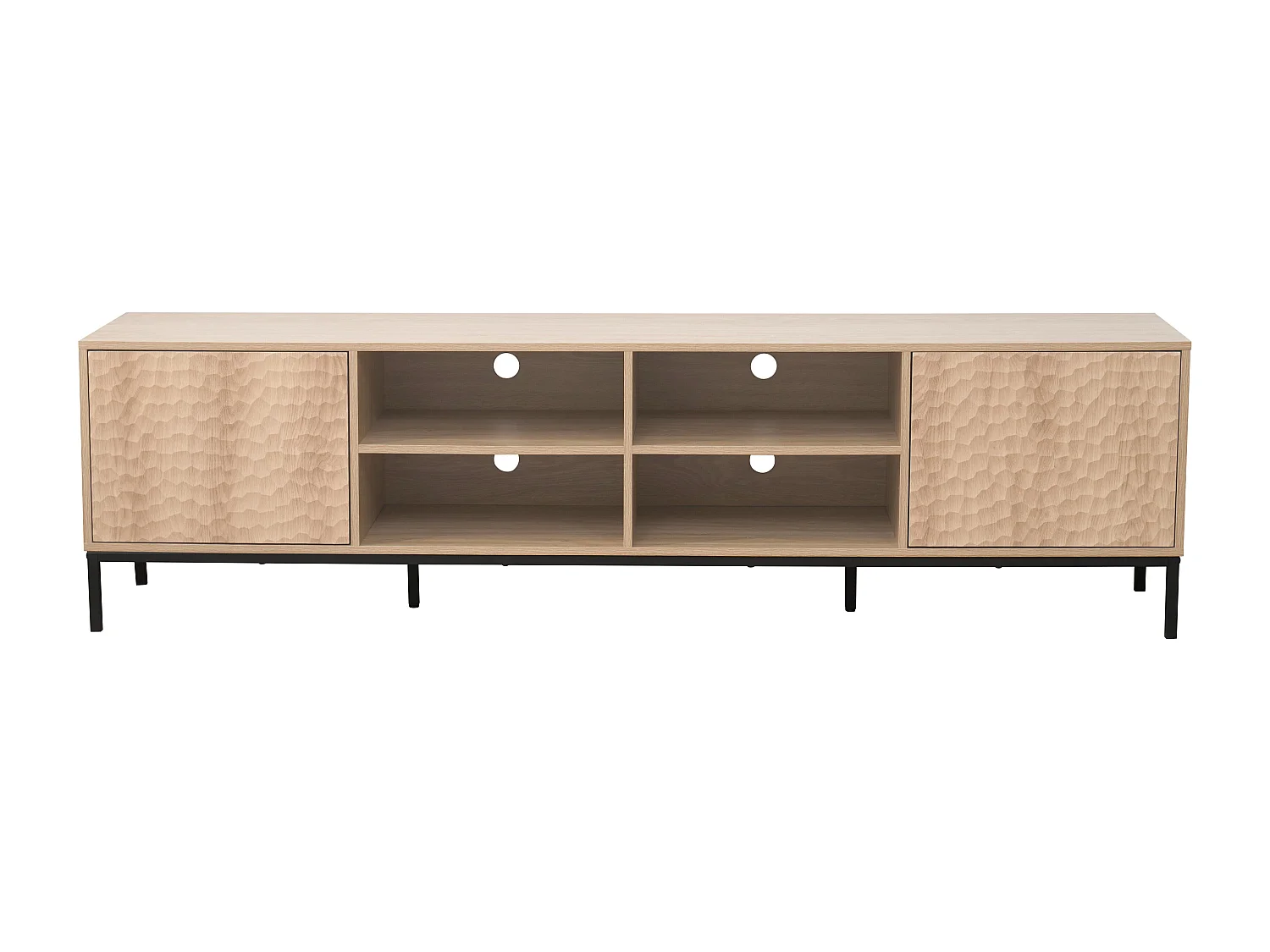 Meuble TV rectangulaire 2 portes L200 cm bois clair