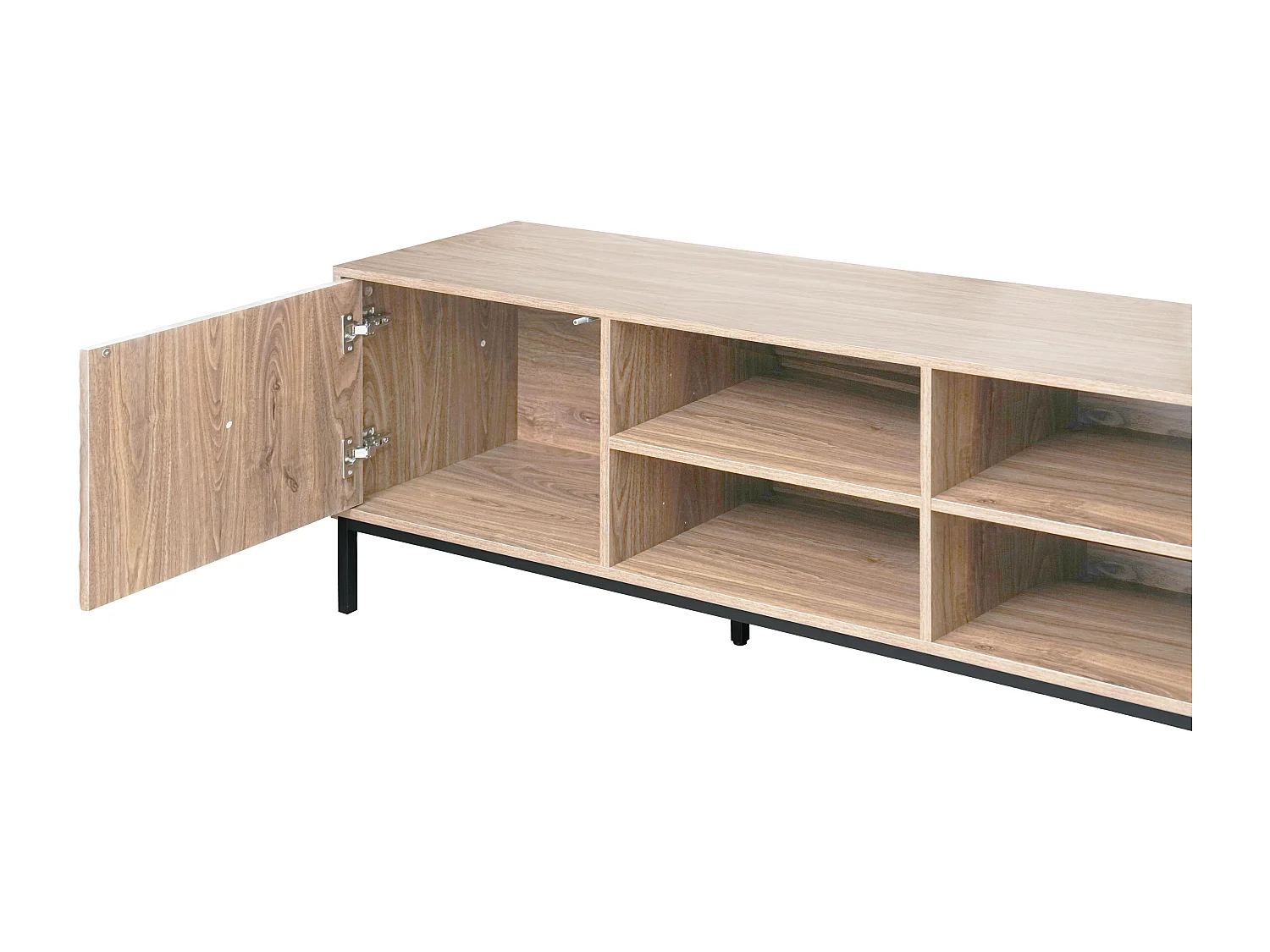 Meuble TV rectangulaire 2 portes L200 cm bois clair