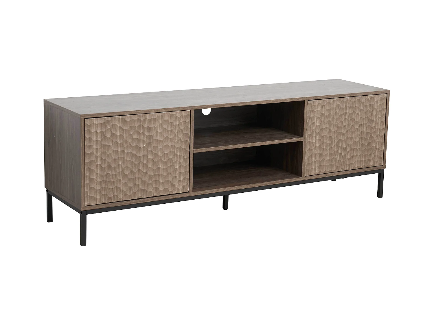 Rechthoekige tv-kast met 2 deuren, L160 cm, donker hout